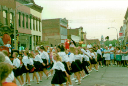 Clog dancing in the streets of Lincoln, IL