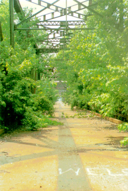 Abandoned, padlocked Chain of Rocks Bridge