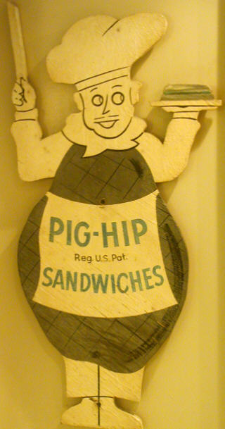 Pig-Hip Sign at Route 66 Hall of Fame, Dixie Truckers Home, McLean, IL