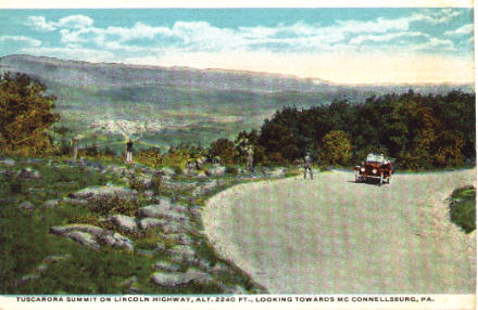 Tuscarora Summit on Lincoln Highway, Alt. 2240 Ft., Looking Towards McConnellsburg, Pa.