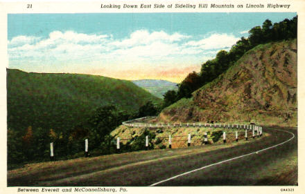 Looking Down East Side of Sideling Hill Mountain on Lincoln Highway