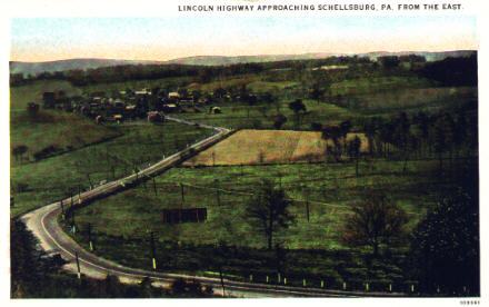 Lincoln Highway Approaching Schellsburg, Pa. from the East
