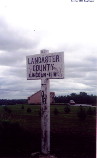 Omaha-Lincoln-Denver Highway sign, c. 1920, W of Lincoln, NE