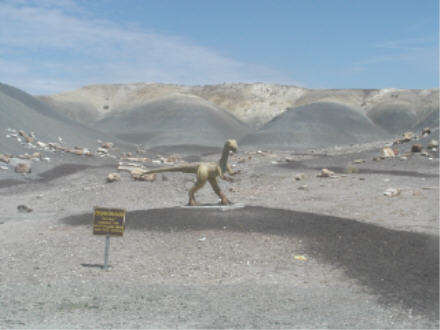 Segnosaur, petrified wood and painted desert hills