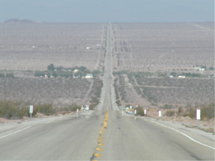 Route 66 approaching Cadiz, California