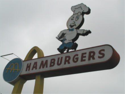 Top of sign at oldest surviving McDonald's, Downey, CA
