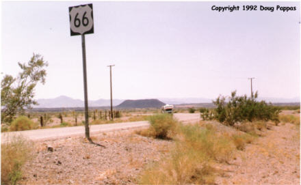Old 66 near Amboy, CA -- Amboy Crater in background