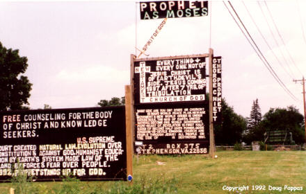 Religious ranter, Stephenson, VA. He proclaimed that Christ would return by 1997. Oops...