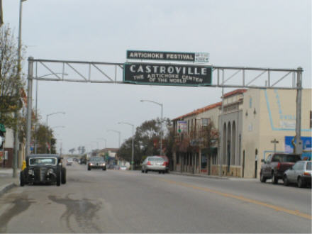 Castroville, CA arch, advertising the Artichoke Festival