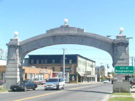 Welcome arch on the Binghamton-Johnson City, NY border