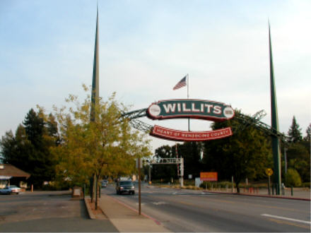Welcome arch, Willits, CA