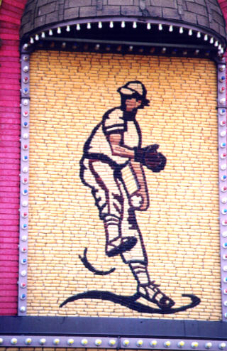 Ballplayer mosaic made out of corn, Corn Palace, Mitchell, SD