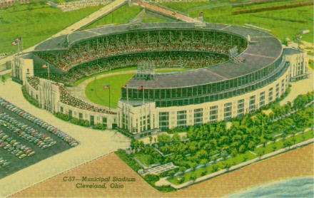 Aerial view of Cleveland's Municipal Stadium