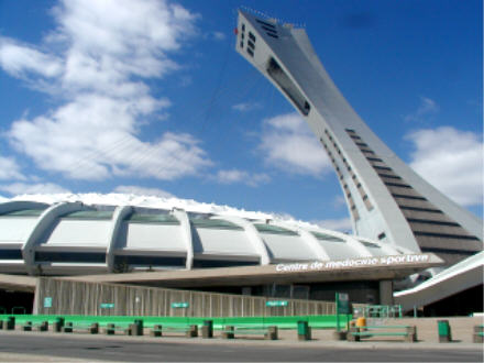 Approaching Montreal's ominous-looking Olympic Stadium