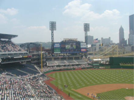 Left field and the Clemente Bridge