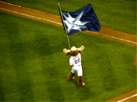 The Mariner Moose, celebrating a Seattle victory