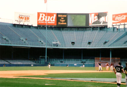 Mid 90's look at the iconic RF overhang at Detroit's Tiger Stadium