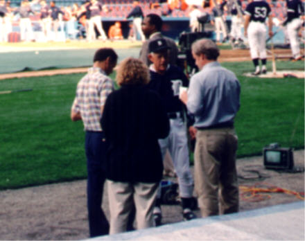 Sparky Anderson giving pregame interview