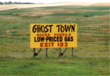 Cheap gas hasn't always been a hallmark of Western ghost towns...