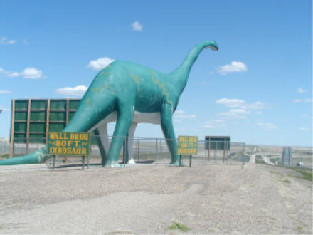 Wall Drug dinosaur, overlooking I-90